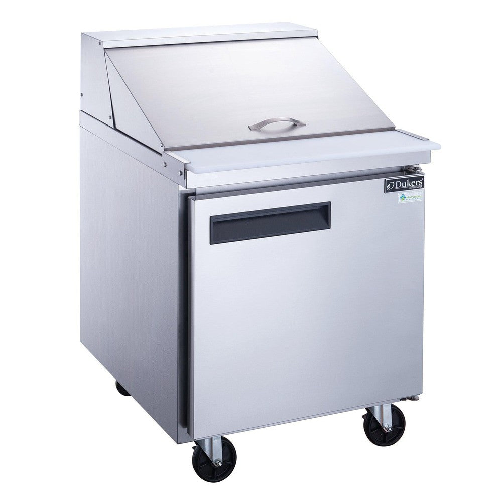 Dukers DSP29-12M-S1 single door mega top salad prep table in stainless steel