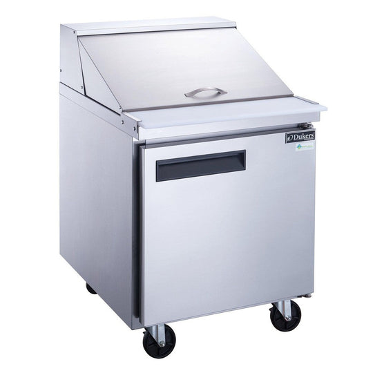 Dukers DSP29-12M-S1 single door mega top salad prep table in stainless steel