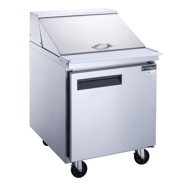 Dukers DSP29-12M-S1 single door mega top salad prep table in stainless steel