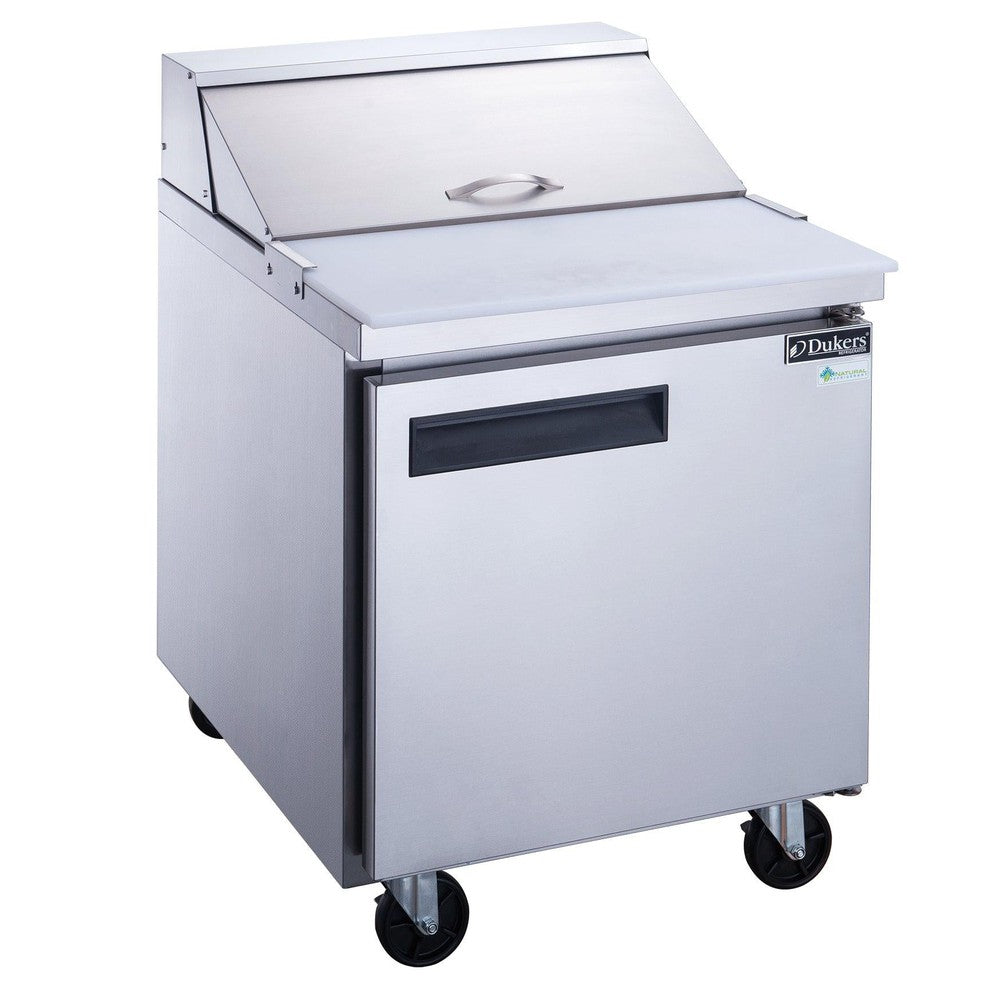 Dukers DSP29-8-S1 single door sandwich prep table refrigerator in stainless steel