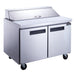 Dukers DSP48-12-S2 two door sandwich prep table refrigerator in stainless steel