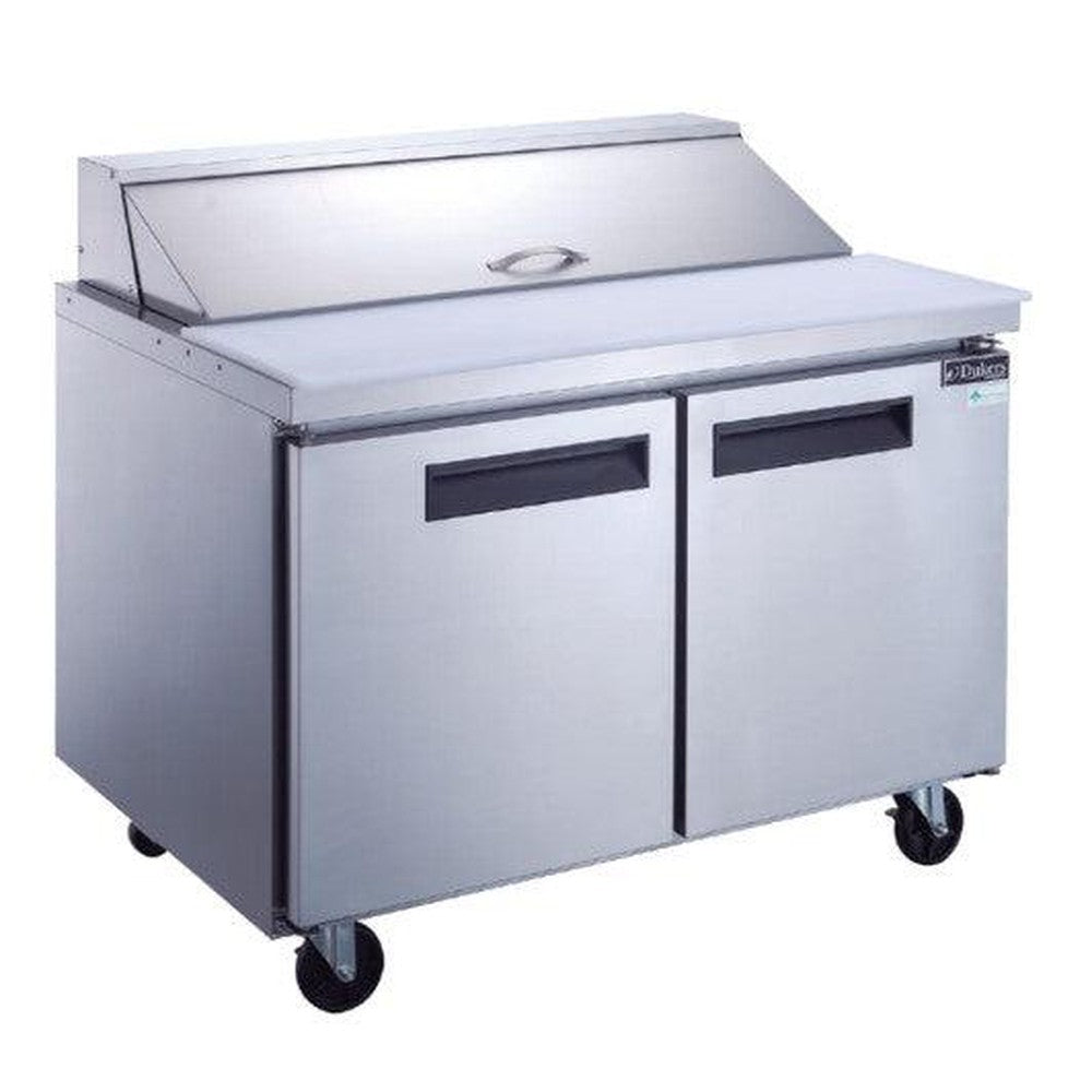 Dukers DSP60-16-S2 two door sandwich prep table refrigerator in stainless steel