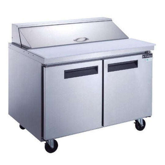 Dukers DSP60-16-S2 two door sandwich prep table refrigerator in stainless steel