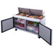 Dukers DSP60-24M-S2 two section refrigerated base cabinet interior
