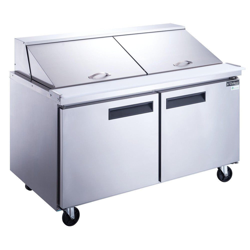 Dukers DSP60-24M-S2 two door mega top salad prep table in stainless steel