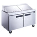 Dukers DSP60-24M-S2 two door mega top salad prep table in stainless steel