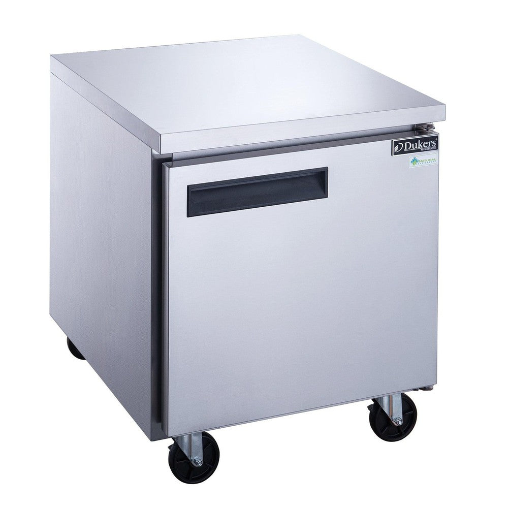 Dukers DUC29F single solid door undercounter freezer in stainless steel