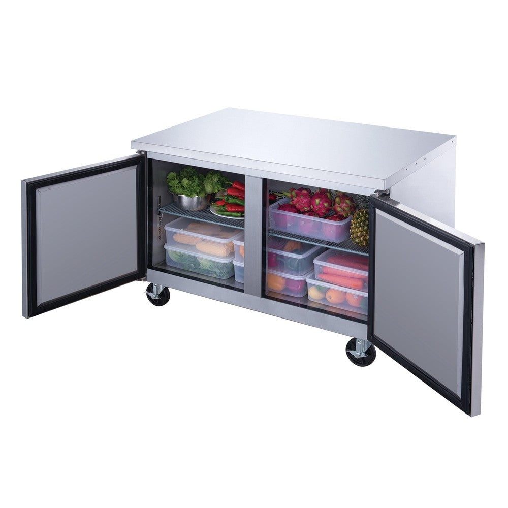 Dukers undercounter refrigerator stainless steel door and handle detail