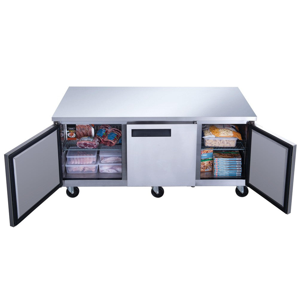 Dukers DUC72F undercounter freezer interior with removable wire shelves