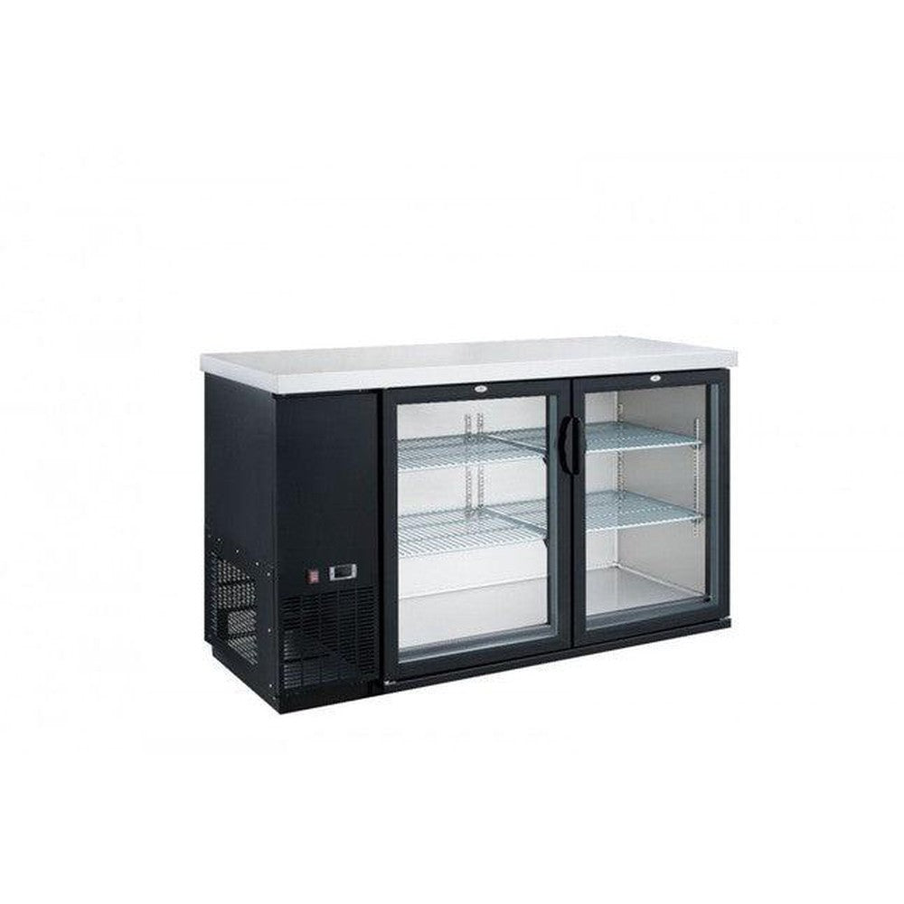 Dukers DBB48-H2 two swinging glass door back bar cooler, front view