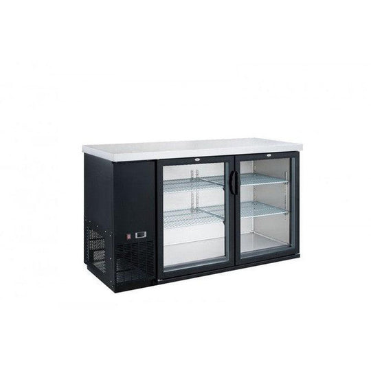 Dukers DBB60-H2 two swinging glass door back bar cooler, front view