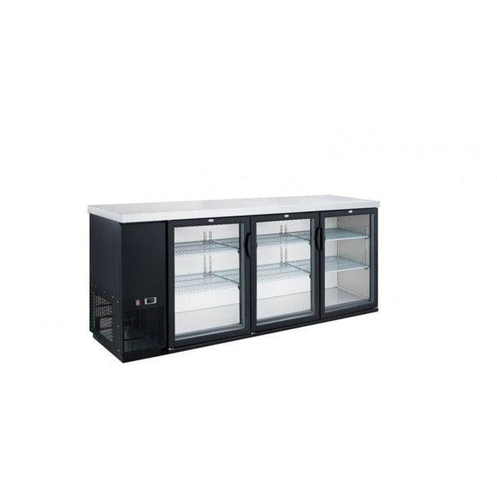 Dukers DBB72-H3 three swinging glass door back bar cooler, front view