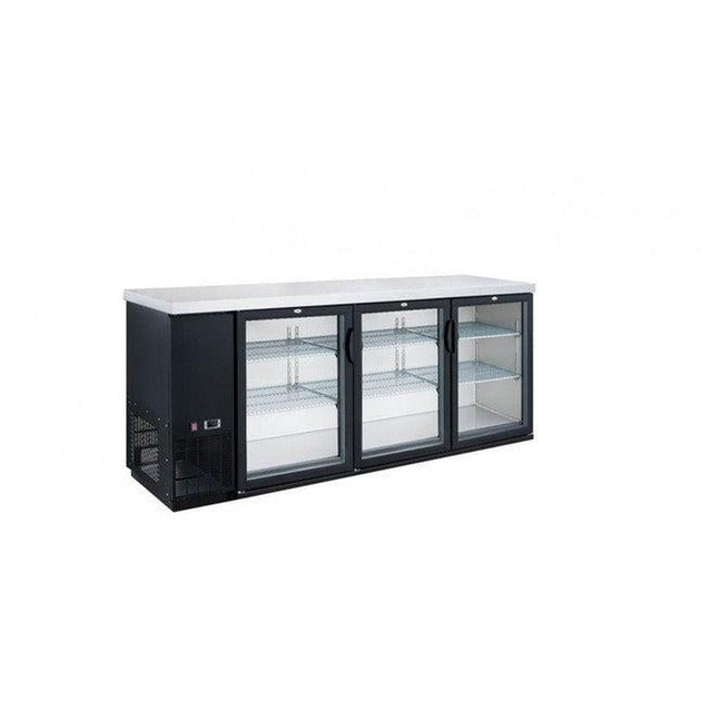 Dukers DBB72-H3 three swinging glass door back bar cooler, front view