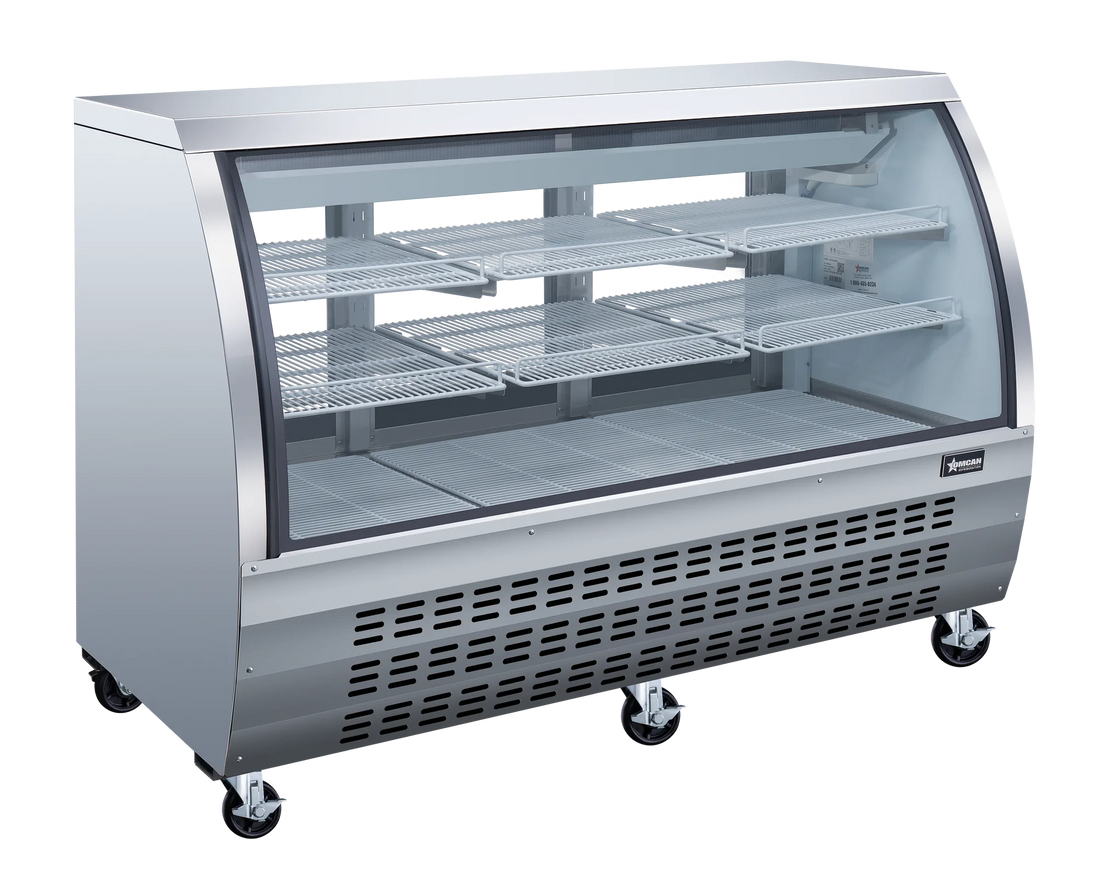 Omcan RS-CN-0163-S 64 inch stainless steel sliding door floor refrigerated showcase