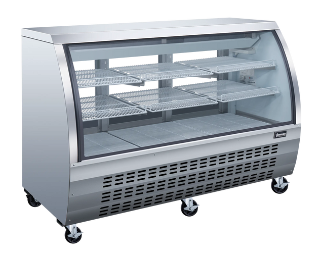Omcan RS-CN-0163-S 64 inch stainless steel sliding door floor refrigerated showcase