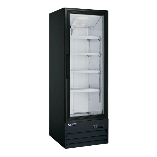 Omcan RE-CN-0009EB-HC Aurora 22 inch black one glass door display refrigerator