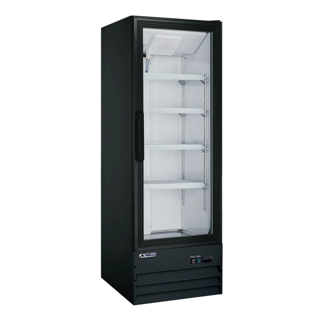 Omcan RE-CN-0009EB-HC Aurora 22 inch black one glass door display refrigerator
