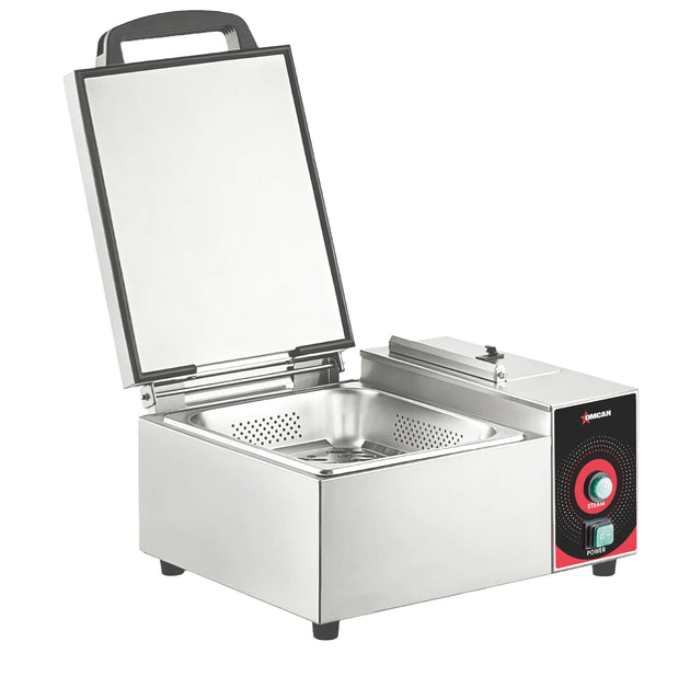 Omcan FW-CN-1800 stainless steel countertop steamer for a half size pan