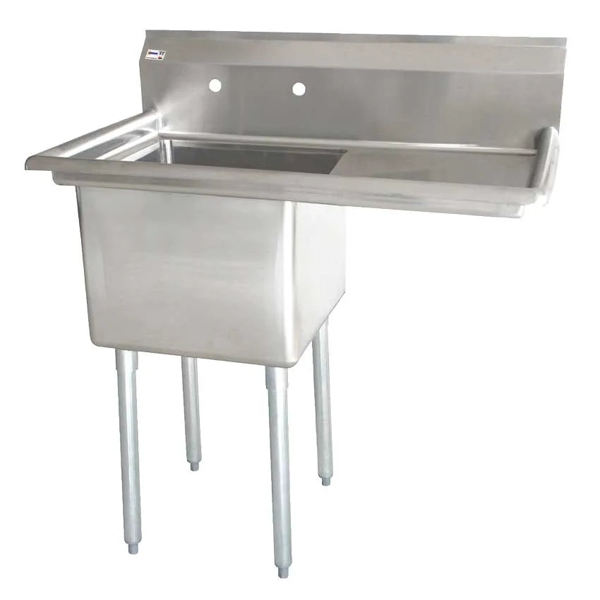 Omcan 43784 18 gauge stainless steel one tub sink with right drainboard