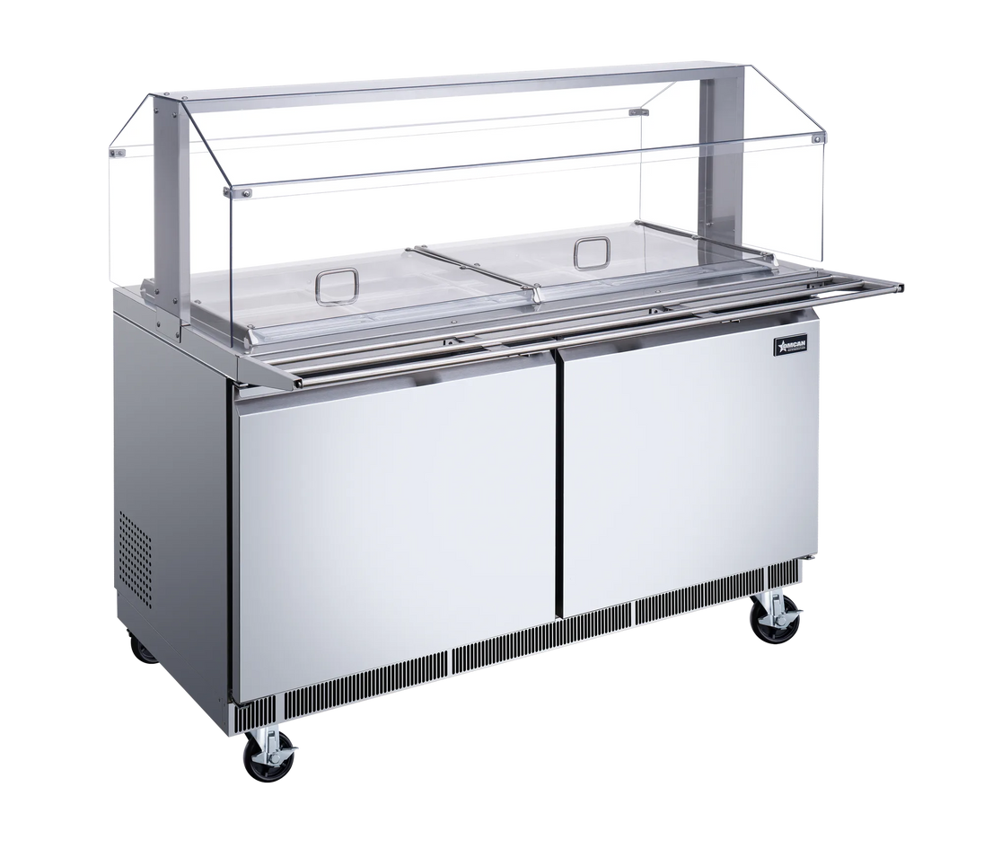 Omcan PT-CN-1524-S-HC 60 inch refrigerated salad bar cold food table with sneeze guard