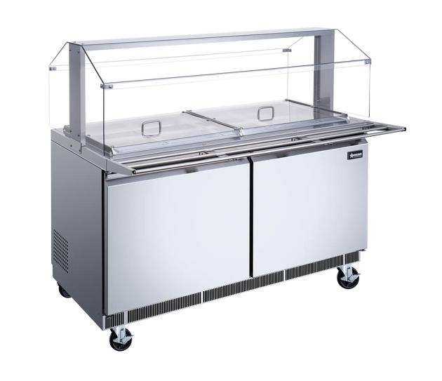 Omcan PT-CN-1524-S-HC 60 inch refrigerated salad bar cold food table with sneeze guard