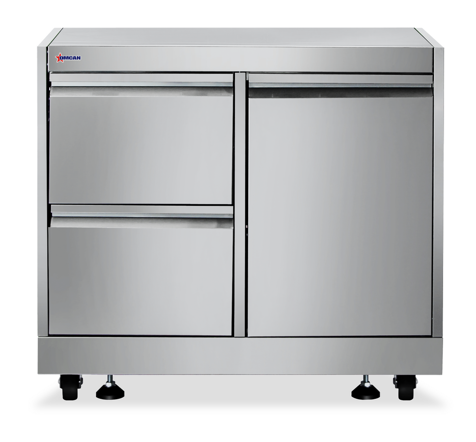 Omcan 47877 stainless steel cabinet stand with gas tank cabinet and drawers