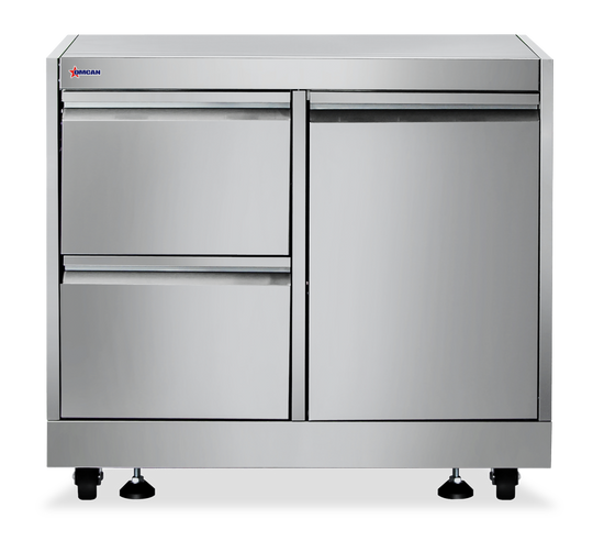 Omcan 47877 stainless steel cabinet stand with gas tank cabinet and drawers