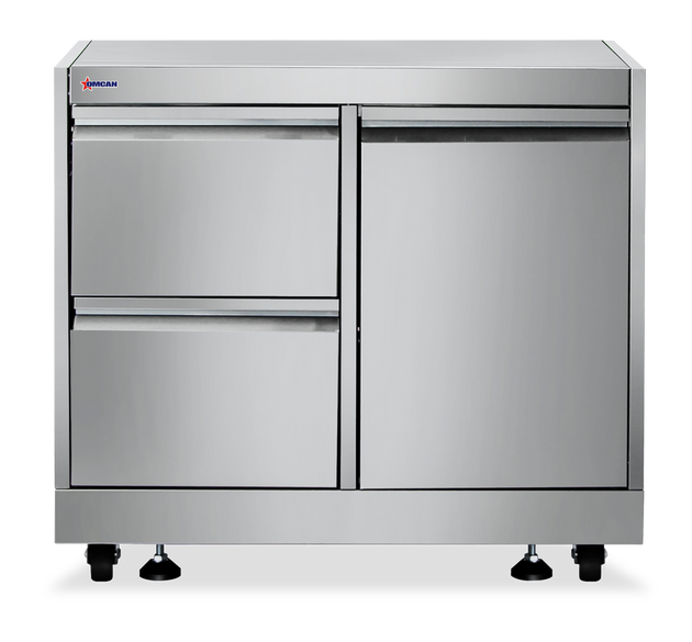 Omcan 47877 stainless steel cabinet stand with gas tank cabinet and drawers