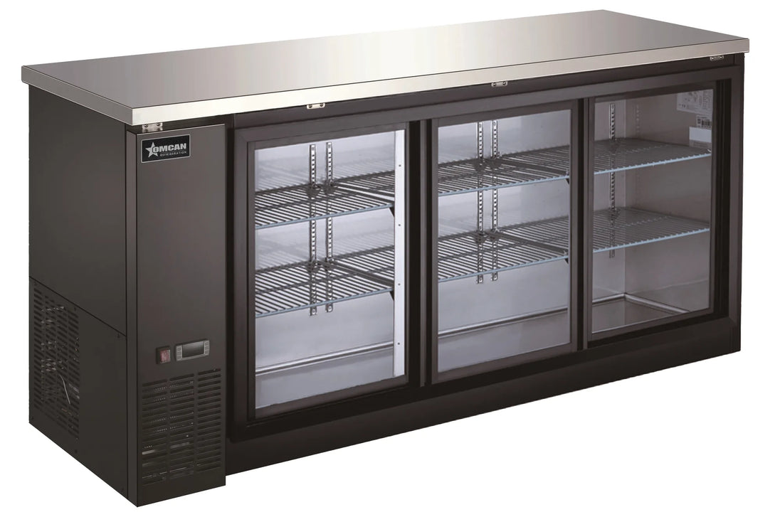 Omcan BB-CN-0020-GY 72 inch three sliding glass door back bar cooler