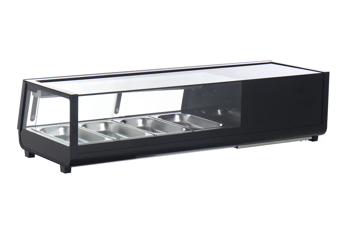 Omcan RS-CN-0042-2 47 inch refrigerated flat glass sushi display case black