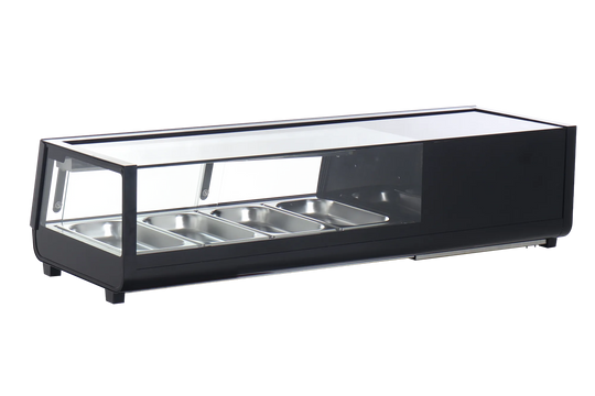 Omcan RS-CN-0042-2 47 inch refrigerated flat glass sushi display case black