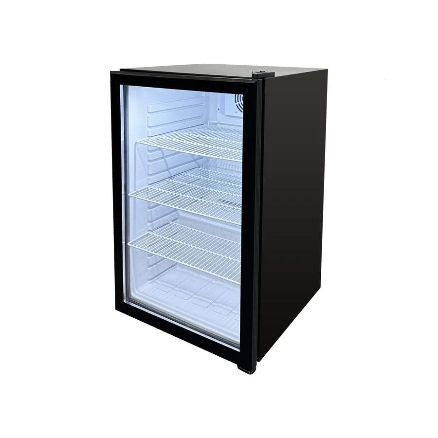 Omcan RS-CN-0130 22 inch black countertop display refrigerator with glass door