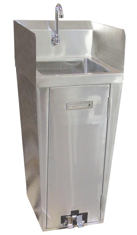 Omcan 27180 stainless steel pedestal sink with foot valve and faucet