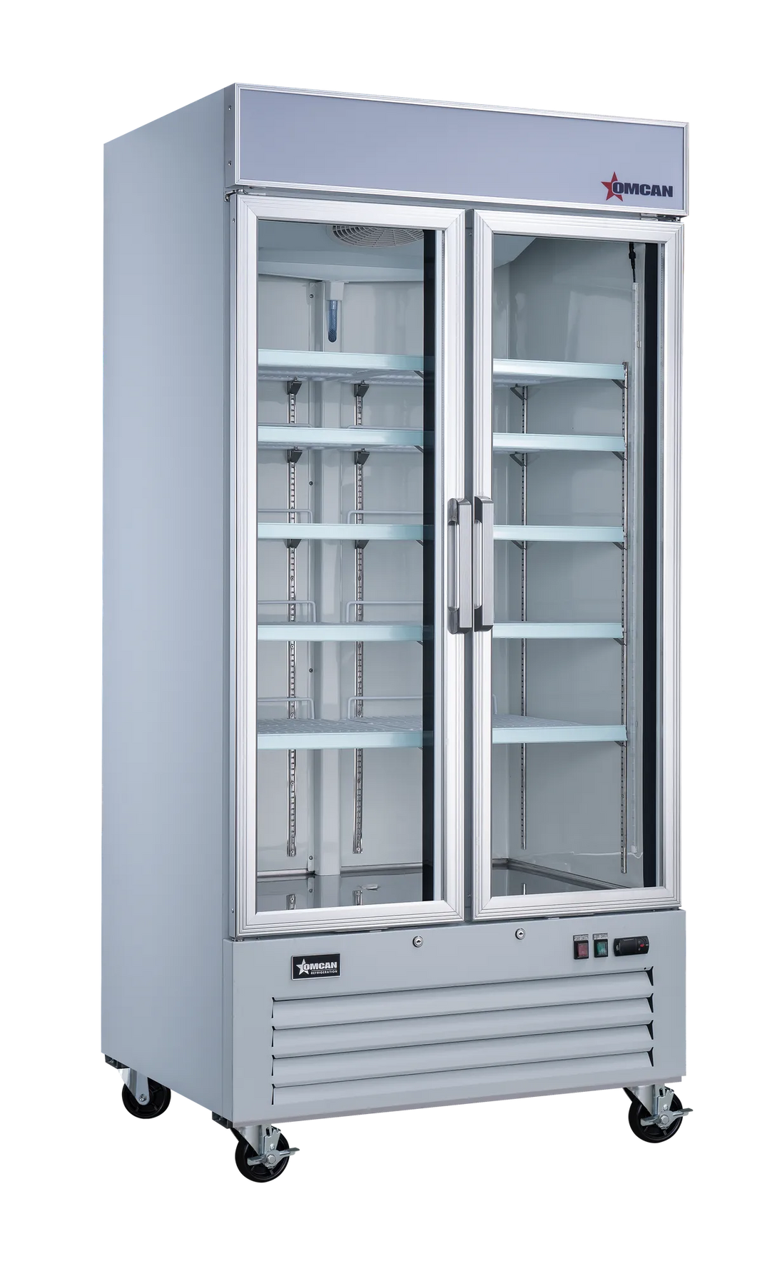 Omcan RE-CN-0039-HC-SW 40 inch white two swing glass door display refrigerator
