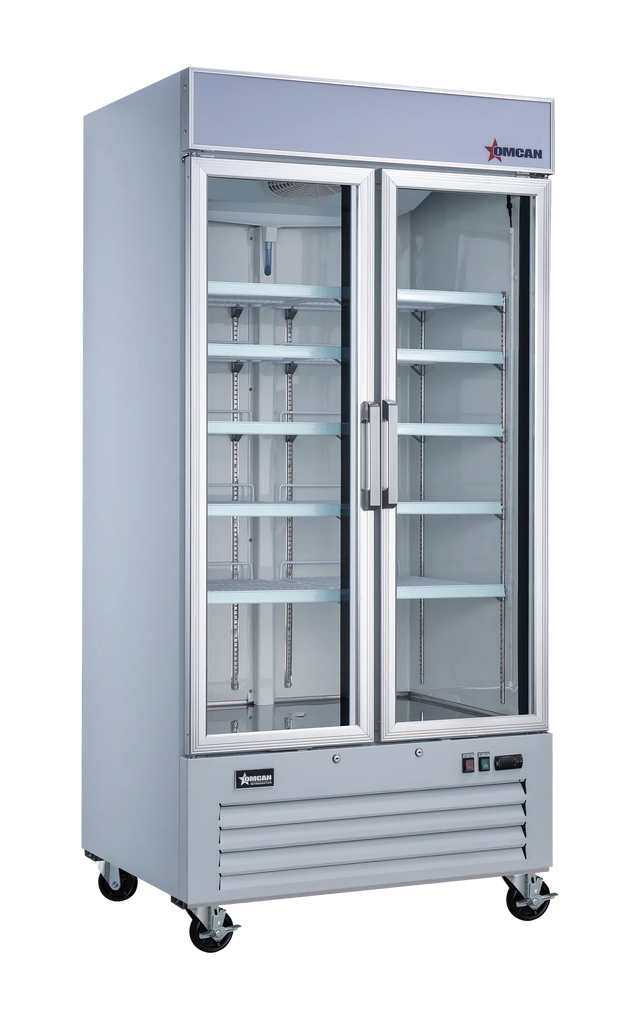 Omcan RE-CN-0039-HC-SW 40 inch white two swing glass door display refrigerator