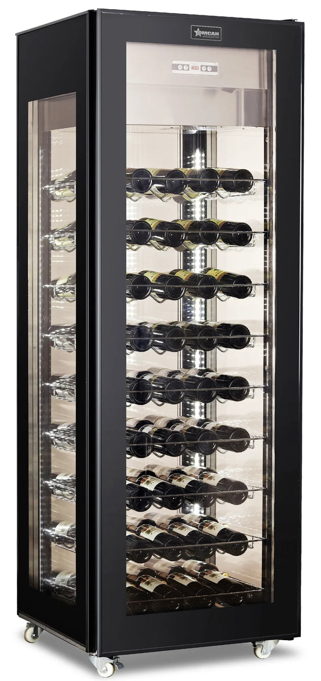 Omcan WC-CN-0400 26 inch single zone wine cooler 81 bottle smoked glass door