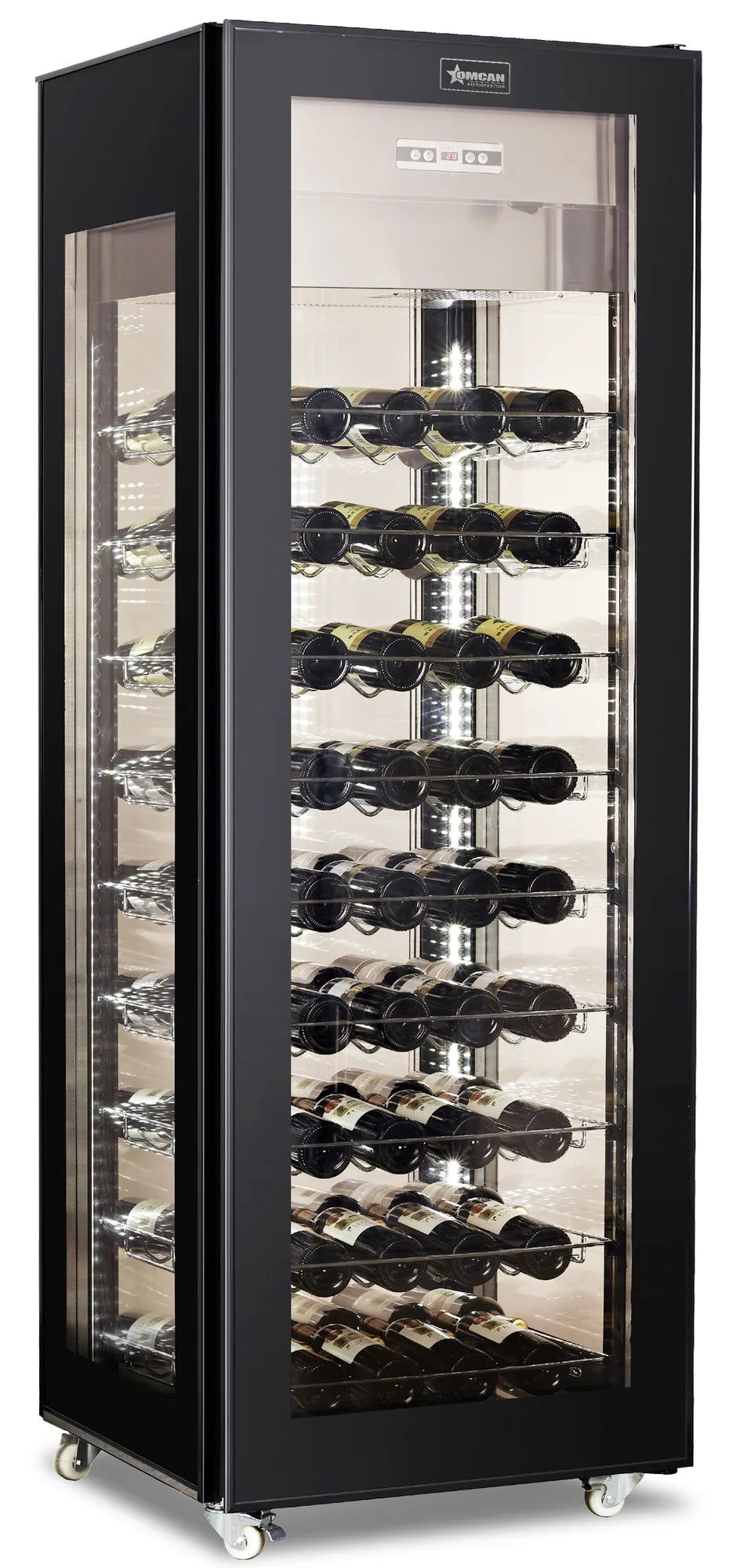 Omcan WC-CN-0400 26 inch single zone wine cooler 81 bottle smoked glass door