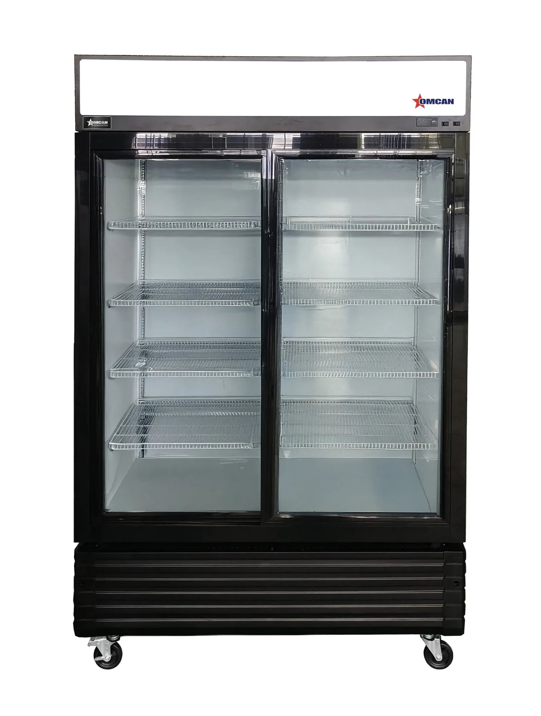 Omcan RE-CN-0810 47 inch black two sliding glass door display refrigerator