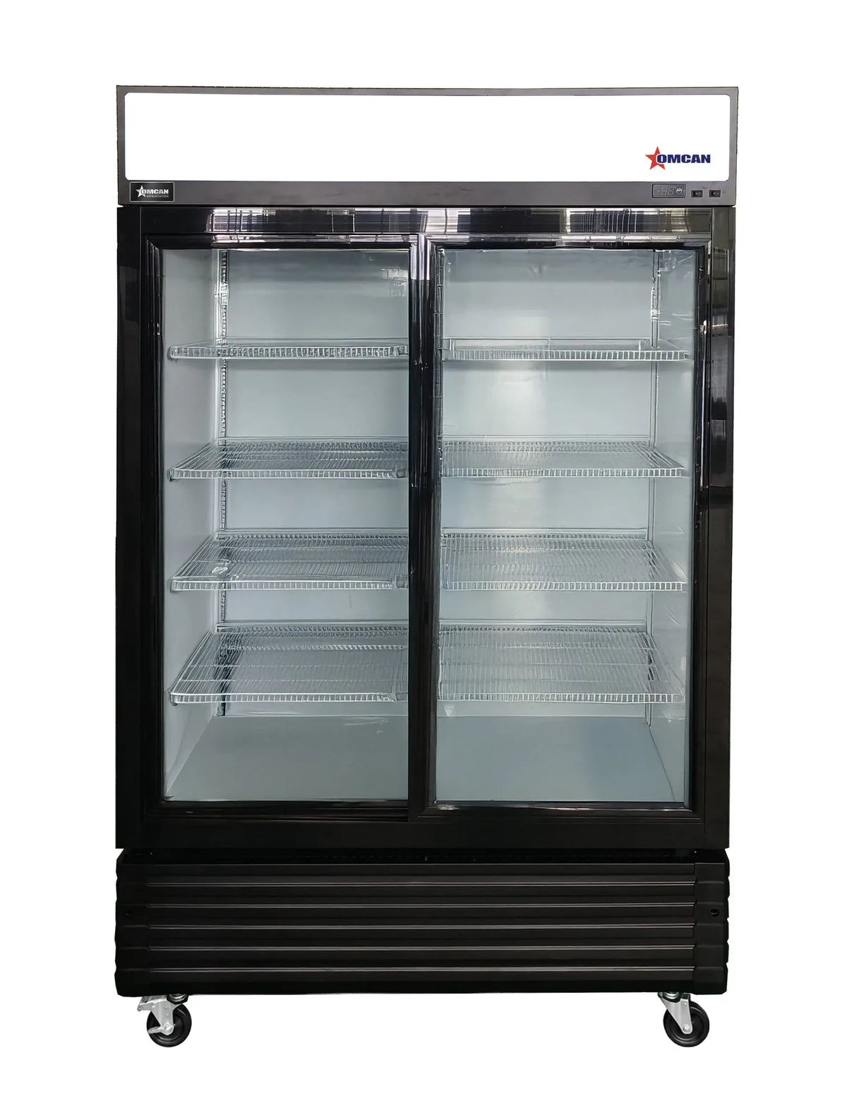 Omcan RE-CN-0810 47 inch black two sliding glass door display refrigerator