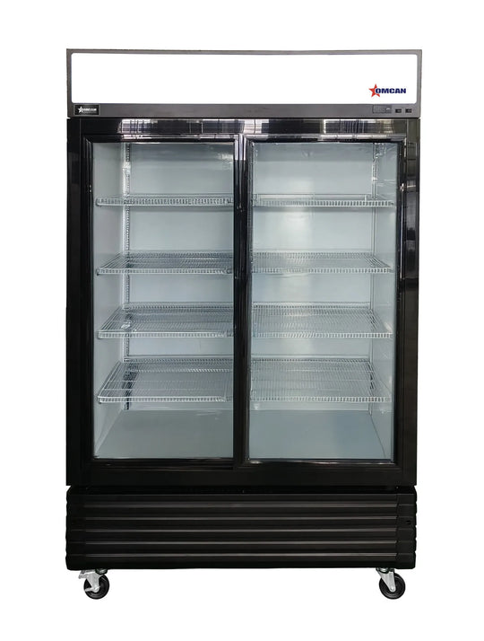 Omcan RE-CN-0810 47 inch black two sliding glass door display refrigerator