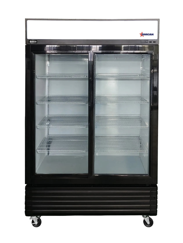 Omcan RE-CN-0810 47 inch black two sliding glass door display refrigerator
