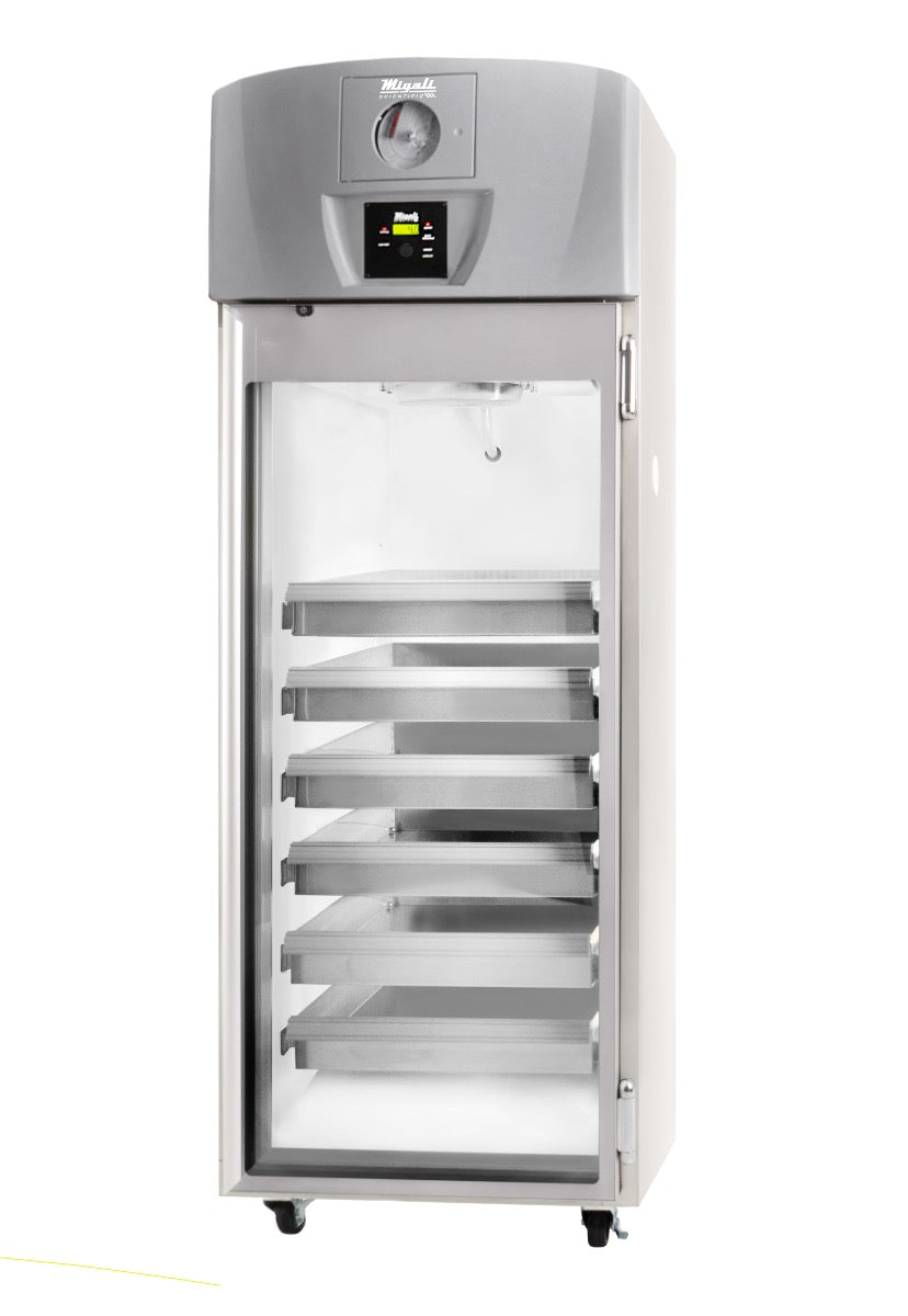 Migali Industries EVOX-1RG-BB Blood Bank Upright Refrigerator 20.2 Cu. Ft. - single glass door with digital temperature controller, front view