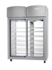 Migali Industries EVOX-2PT-SH-LB Clean Room Pass-thru Refrigerator 44.9 Cu. Ft. - two sliding glass doors with wire shelves, front view