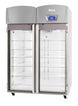 Migali Industries EVOX-2RG-PH Medical-Grade Refrigerator 44.9 Cu. Ft. - two glass door upright with wire shelves, front quarter view
