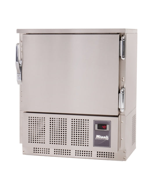 Migali Industries EVOX-U1R-PH Medical-Grade Refrigerator 4.2 Cu. Ft. - single solid door undercounter refrigerator, front quarter view