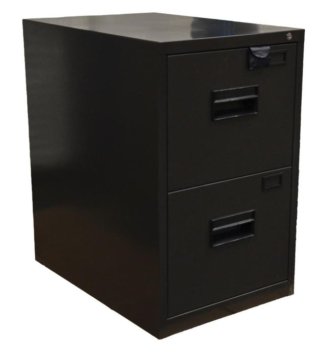 Omcan 13073 charcoal black legal vertical file cabinet with two drawers