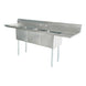 Omcan 43778 three tub sink with center drains and two drainboards