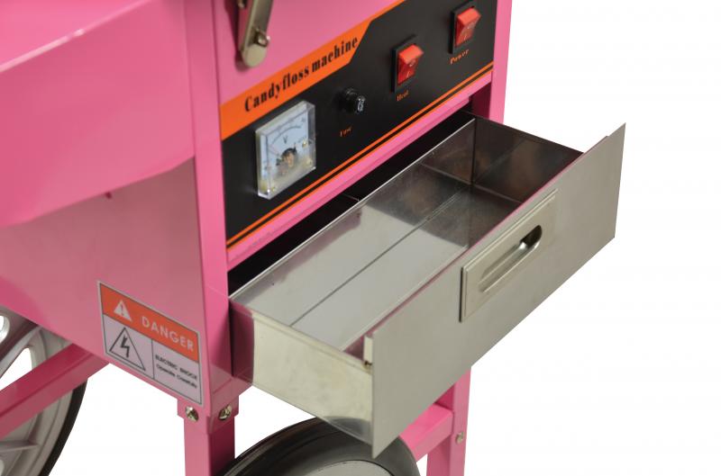 Omcan CF-CN-0520-T candy floss machine on mobile trolley with stainless steel bowl