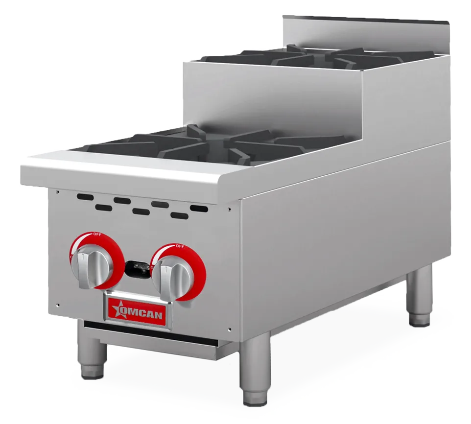 Omcan CE-CN-HP12-S 12 inch step up gas hot plate with two burners