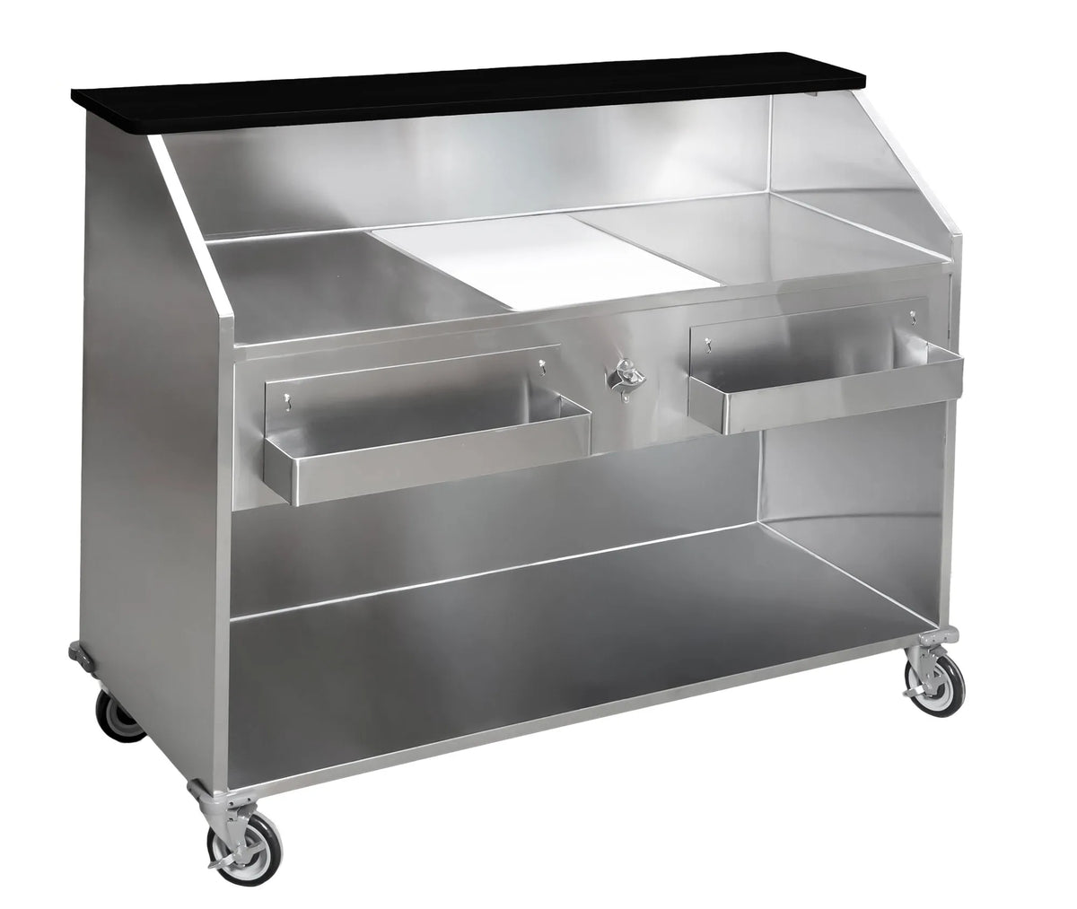 Omcan 48066 61 inch portable bar with ice bin and speed rails